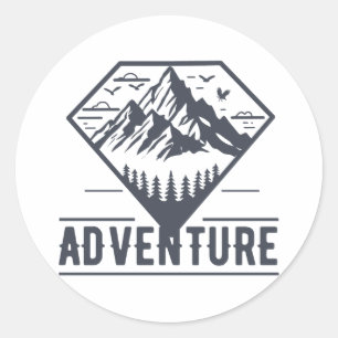 Sticker Rond Nature géométrique moderne Montagnes Aventure