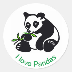 Sticker Rond Nature - J'aime PANDAS - Faune -