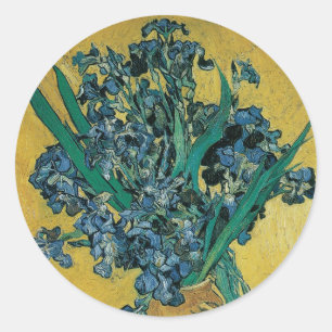 Sticker Rond Nature morte au vase aux iris par Vincent van Gogh