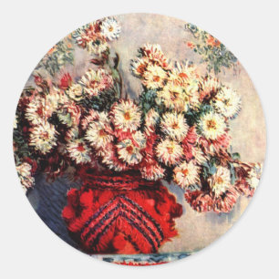 Sticker Rond Nature morte aux Chrysanthèmes par Claude Monet