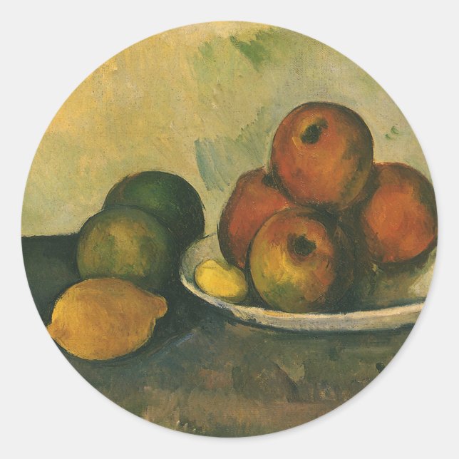 Sticker Rond Nature morte aux pommes de Paul Cezanne (Devant)