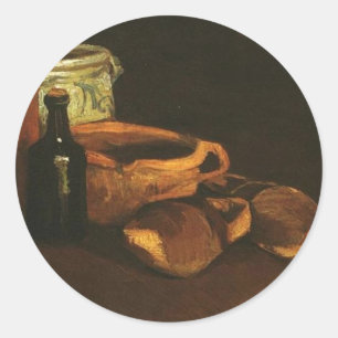 Sticker Rond Nature morte avec sabots et pots, Van Gogh