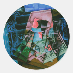 Sticker Rond Nature morte devant une fenêtre ouverte de Juan Gr