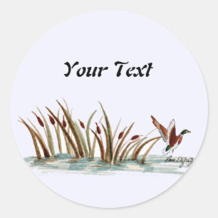 Sticker Rond Nature paisible Mallard Canard Scène 2