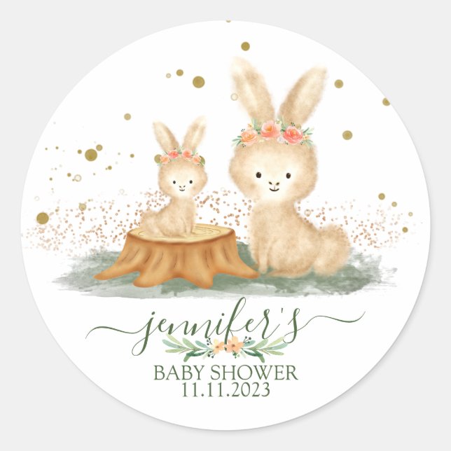 Sticker Rond Nature sauvage Animaux Lapin Lapin Lapin Famille F (Devant)