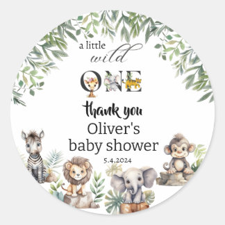 Sticker Rond nature sauvage baby shower safari animaux
