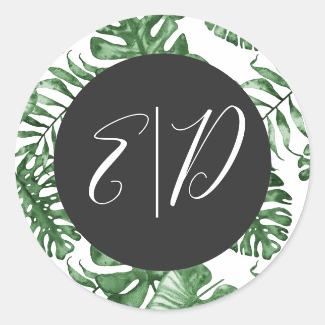 Sticker Rond Nature tropicale rustique Mariage de verdure botan (Devant)