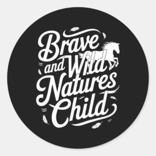 Sticker Rond Natures Braves Et Sauvages Enfants Équestres &