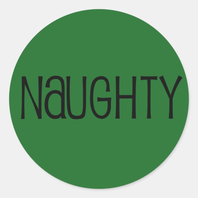 Sticker Rond Naughty and Nice Gold Christmas Holiday Gift Fun 2 (Devant)