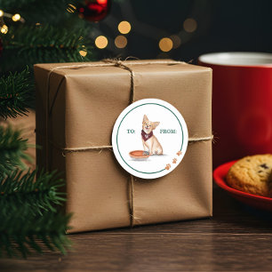 Sticker Rond Naughty Chien Aquarelle Chihuahua Mange Citrouille