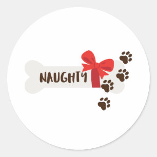 Sticker Rond Naughty Dog Bone