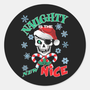 Sticker Rond Naughty Est Le Nouveau Nice Funny Père Noël Liste