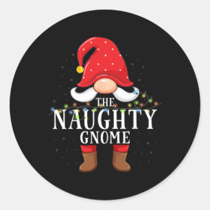 Sticker Rond Naughty Gnome Correspondance de la famille de Noël