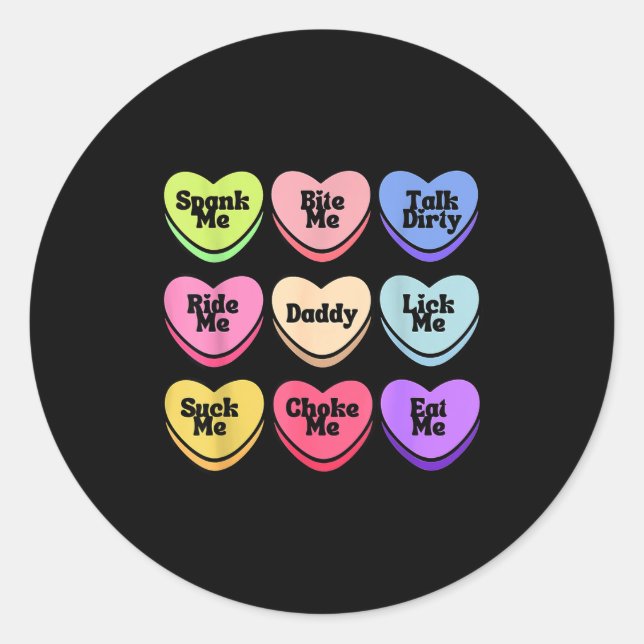 Sticker Rond Naughty Heart Candy Daddy Spank Me Adult Humor Cou (Devant)