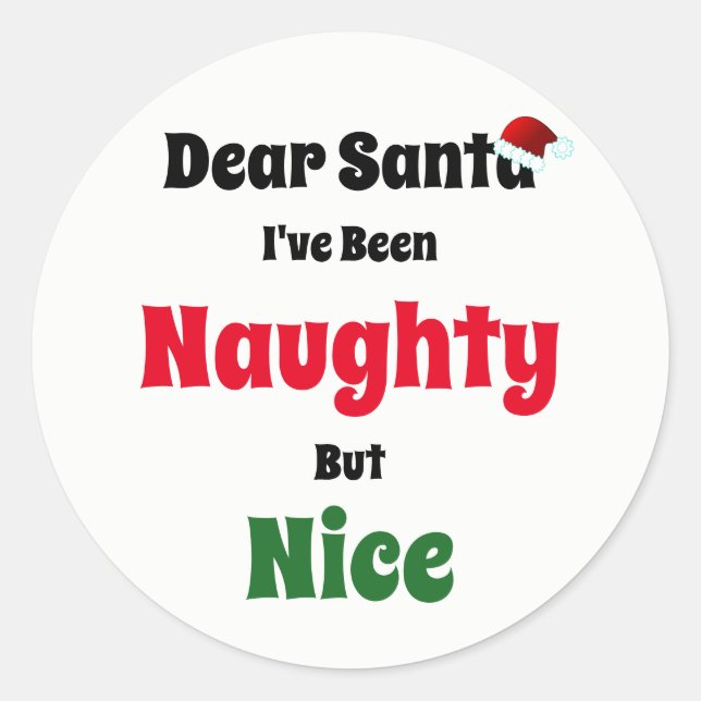 Sticker Rond Naughty, mais joli Noël (Devant)