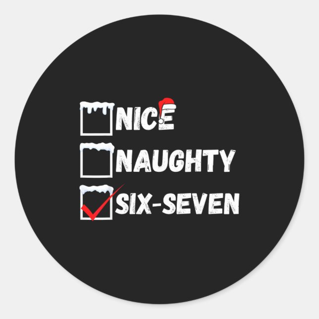 Sticker Rond Naughty Nice 67 Christmas Checklist Fun Six Seven  (Devant)