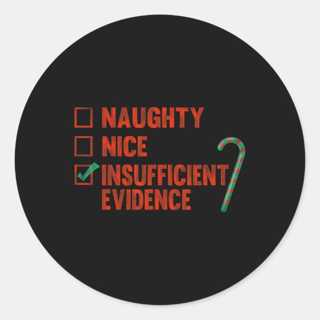 Sticker Rond Naughty Nice Insuffisance de preuves Funky Noël (Devant)