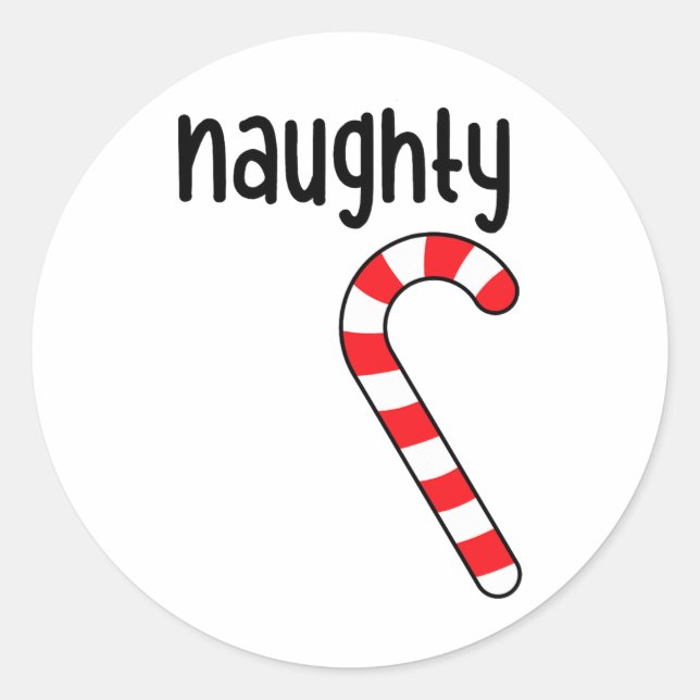 Sticker Rond Naughty Nice Matching Couples Pajamas de Noël (Devant)