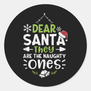 Sticker Rond Naughty Ou Nice Cher Père Noël Ils Sont Naughty -