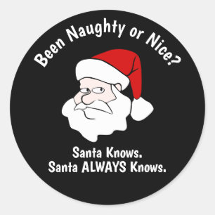 Sticker Rond Naughty ou Nice Père Noël