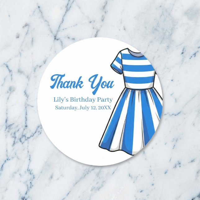 Sticker Rond Nautical Cabana Sailor Birthday (Say thanks with stylish stripes.)