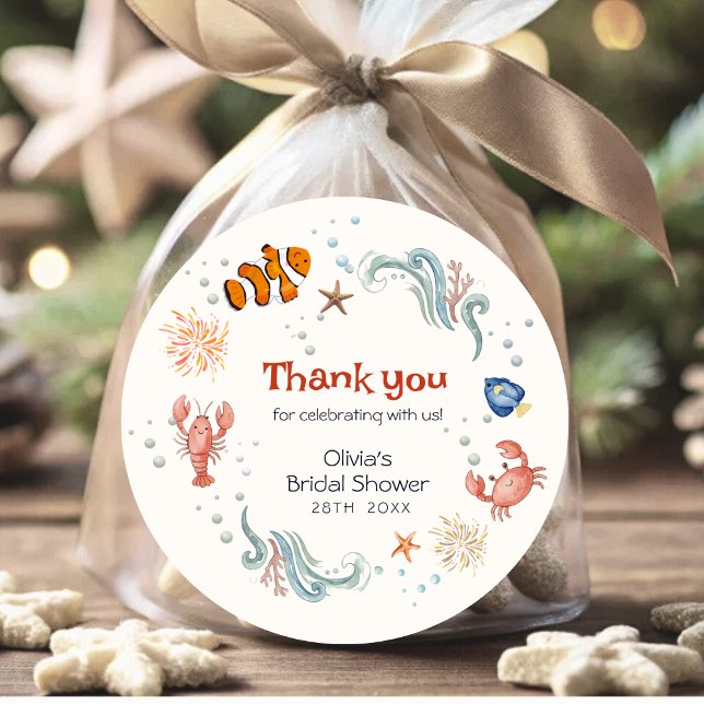 Sticker Rond Nautical Seafood She Is a Catch Bridal Shower  (Créateur téléchargé)