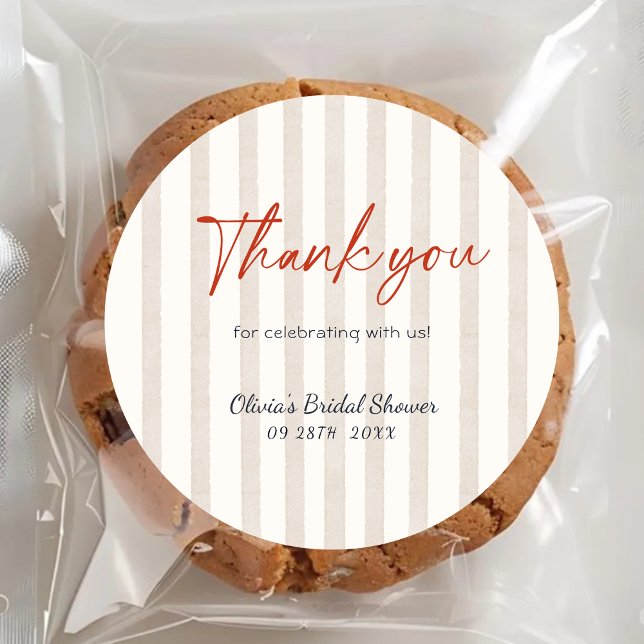 Sticker Rond Nautical Stripes Lobster Bridal Shower Thank You (Créateur téléchargé)
