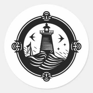 Sticker Rond Nautique Abstraite : une approche minimaliste