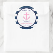 Sticker Rond Nautique JEUNE Marine Rose Baby shower bleu Favori (Sac)