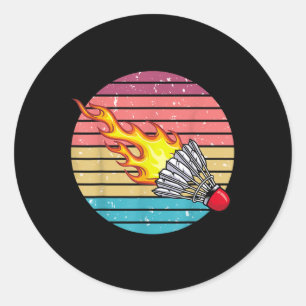 Sticker Rond Navette Rétro Amusant Badminton Sports Joueur Entr