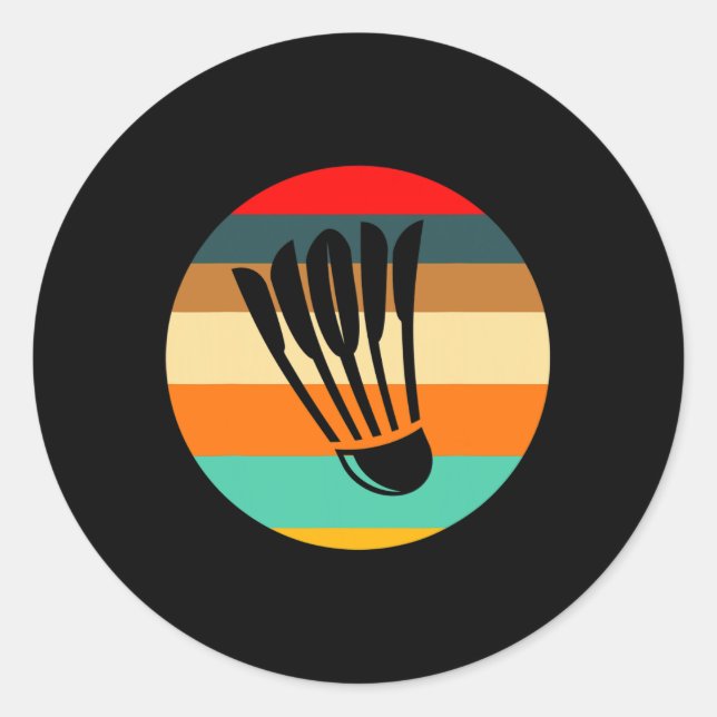 Sticker Rond Navette rétro Badminton (Devant)