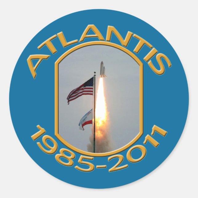 Sticker Rond Navette spatiale Atlantis Finale Lift Off Photo (Devant)