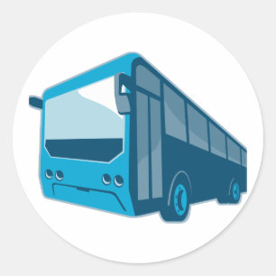 Sticker Rond navette touristique autocar retro