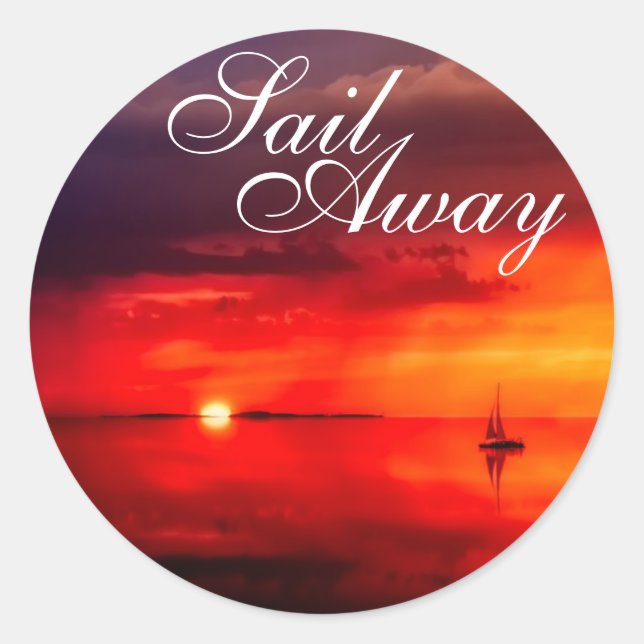 Sticker Rond Naviguer dans le coucher du soleil (Devant)