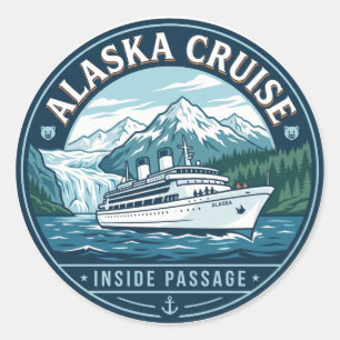 Sticker Rond Navire de croisière en Alaska