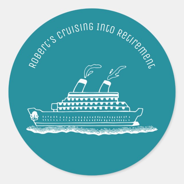 Sticker Rond Navire de retraite en croisière (Devant)