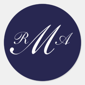 Sticker Rond Navire Monogramme Invitation Phoque Trois Lettres