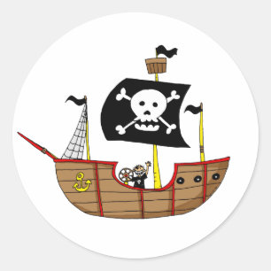 Sticker Rond Navire pirate