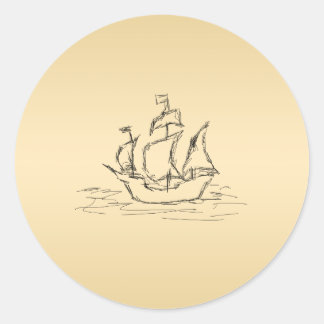 Sticker Rond Navire pirate.