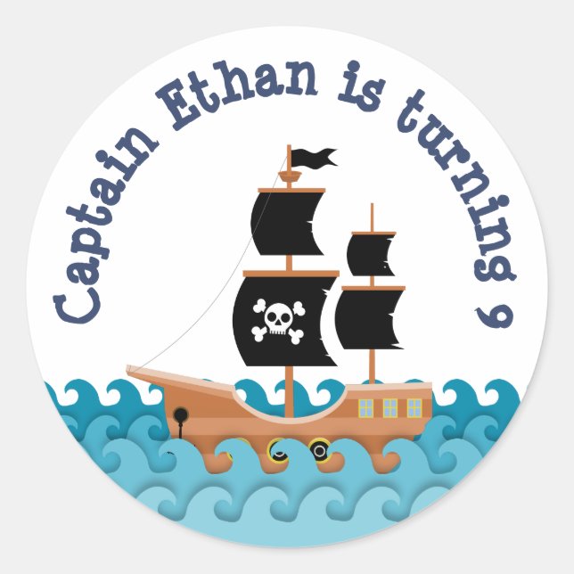 Sticker Rond Navire pirate (Devant)