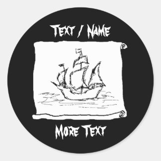Sticker Rond Navire pirate.