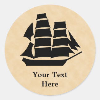 Sticker Rond Navire pirate. Voilier.