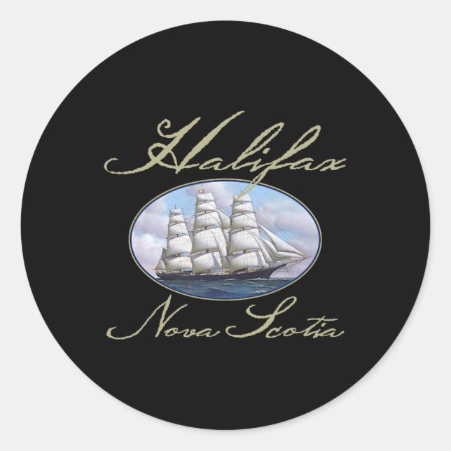 Sticker Rond Navire rapide Halifax Nouvelle-Écosse  (Devant)