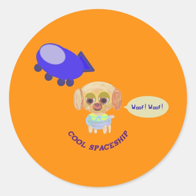 Sticker Rond Navire spatial (Devant)