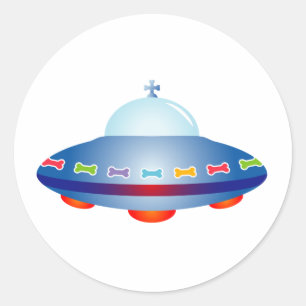 Sticker Rond Navire spatial UFO