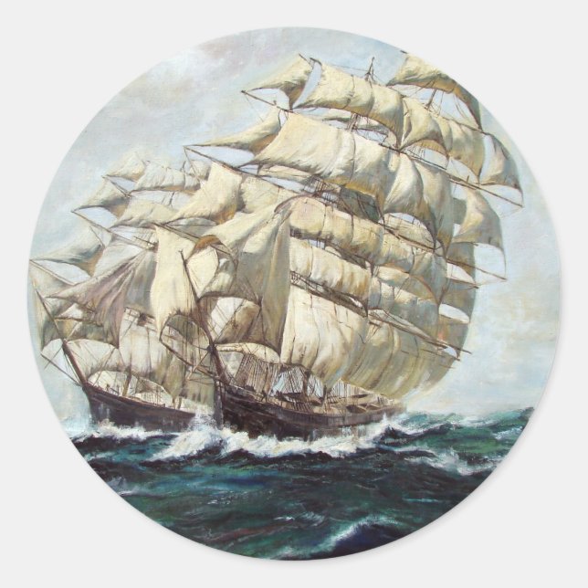 Sticker Rond Navires À Voile (Devant)