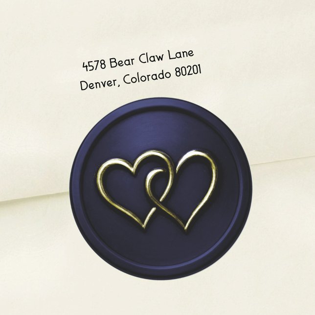 Sticker Rond Navy Bleu Or Deux Cœurs Entrelacés Mariage 2 (Créateur téléchargé)