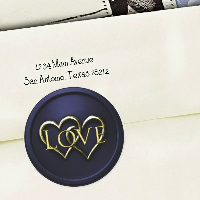 Sticker Rond Navy Bleu Or Deux Cœurs Entrelacés Mariage 2 (Créateur téléchargé)
