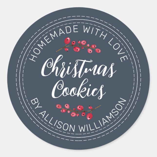 Sticker Rond Navy Blue Christmas Cookie (Devant)
