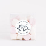 Sticker Rond Navy Blue | Mint to Be Personalized Wedding Favor<br><div class="desc">Punny wedding favor stickers feature "mint to be" in navy blue hand lettered script accented with hearts. Personalize with your names and wedding date.</div>